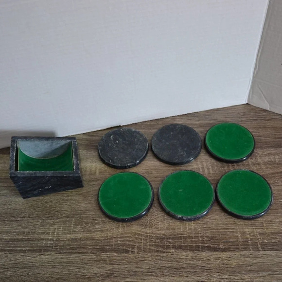 Vtg Stone Coaster Set - Picture 5 of 10